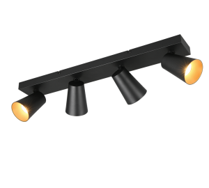 SHARP 817100431 listwa z czarnymi spotami 4xGU10 złote i czarne pierścienie ozdobne w komplecie