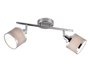 AROSA 812100206 lampa ścienna sufitowa abażury popielate z ozdobnymi srebrnymi obręczami 2xE14 wykończenie chrom