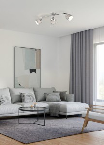 AROSA 812100306 lampa sufitowa abażury popielate z ozdobnymi srebrnymi obręczami 3xE14 wykończenie chrom 