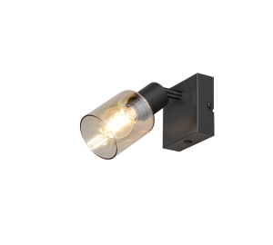 CADIZ R81781032 czarna lampa ścienno sufitowa 1xE14 klosz szkło bursztynowe