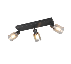 CADIZ R81783032 czarna lampa sufitowa 3xE14 klosze szkło bursztynowe