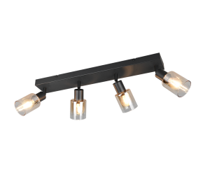 CADIZ R81784032 czarna lampa sufitowa 4xE14 klosze szkło bursztynowe