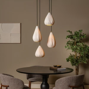 CINZIA 13452/04/31 lampa wisząca kaskada klosze białe porcelanowe różne rozmiary 4xE27 wykończenie czarno-złote