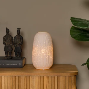 FLORES lampa nocna mała porcelanowa biała z prześwitami 1xE14