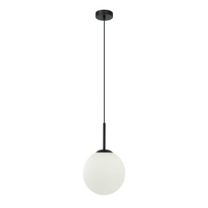 Deore PND-5578-1S-BK lampa wisząca biała kula fi 20cm 1xE27 wykończenie czarne