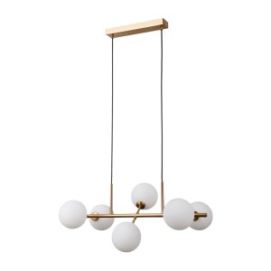 Mirellio PND-66463-6-HB lampa wisząca z białymi kloszami 6xG9 wykończenie mosiądz miodowy