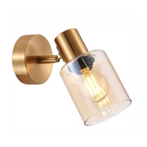 SANTIA SPL-65342-1-BRO-AMB kinkiet mosiądz klosz bursztynowe  1xE14