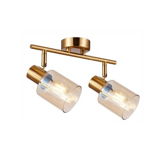 SANTIA SPL-65342-2-BRO-AMB  lampa ze spotami mosiądz klosze bursztynowe 2xE14