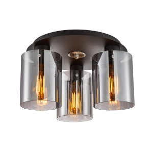 Sardo SPL-5581-3SC-BK-SG lampa sufitowa czarna klosz dymiony 3xE27