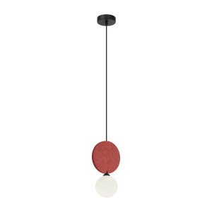 ANDREA lampa wisząca biała kula czerwony filc 1xG9 PND-59779-1M-RED