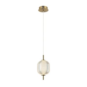 CORADO lampa wisząca złota klosz przezroczysty LED 8W 3000K PND-81438-1A-GD