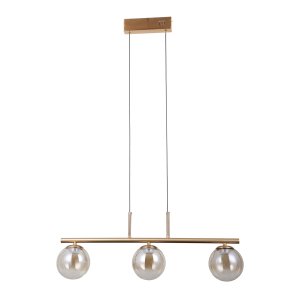 VELADA złota lampa wisząca klosze cieniowane amber LED 3x5W 3000K PND-34381-3-HBR