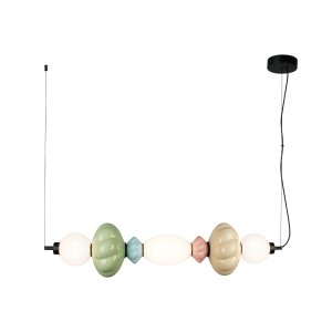 TORDI lampa wisząca ceramika beżowa niebieska różowa zielona klosze białe  LED 24W 3000K wykończenie czarne PND-94721-3A-MLTI