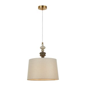 MOREN lampa wisząca podstawa złota z porcelaną abażur morelowy 34cm 1xE27 PND-84678B-AB