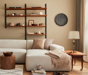 MOREN lampa stołowa podstawa złota z porcelaną abażur morelowy 34cm 1xE27 TB-84678-AB