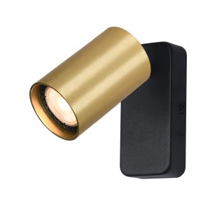 NESTO kinkiet spot czarny mosiądz regulowany 1xGU10 WL-23436-1-BK-GD