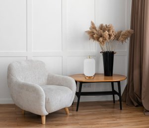 OLMETO lampa stołowa klosz owalny biały ryflowany 1xE27 wykończenie złote TB-28798-1-GD-WH