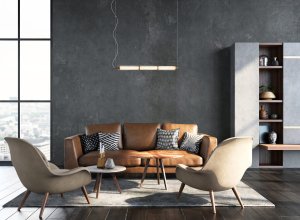 SANPO lampa wisząca klosz tuba 85cm wykończenie czarne LED 19W 3000K PND-26384-3-GD-CL
