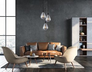 ZULO lampa wisząca czarna kaskada klosze dymione krople 3xE27 PND-27812-3A-BK-SG