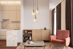 ZULO lampa wisząca czarno-złota kaskada klosze bursztynowe  krople 3xE27 PND-27812-3A-BRO-AMB