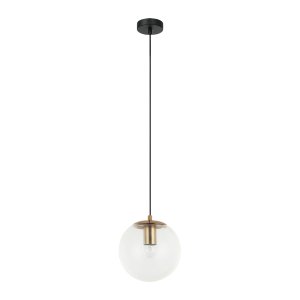 SARPO lampa wisząca czarno-złota kula przeźroczysta 20cm 1xE27 PND-58867-1S-BK-BRO