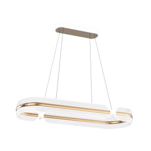 SOPLE lampa wisząca owalna złota klosz akrylowy LED 56W 3000K PND-63728-56W-3K-GD