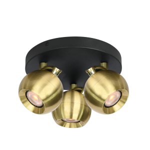 LAFIN lampa sufitowa czarno-mosiężna ze spotami 3xGU10 regulowana SPL-45379-3R-BK-GD
