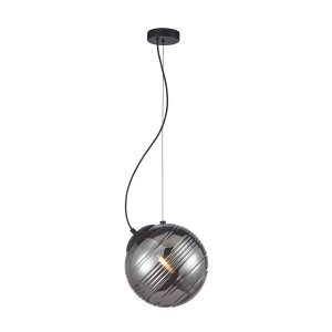 PERONA lampa wisząca czarna klosz kula dymiona 1xE27 PND-92389-1-BK