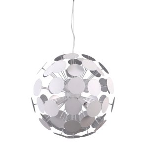 MAILONE lampa wisząca przestrzenna biała klosz ze srebrnych kółek 6xE14 AD20180/6 WH+SILV