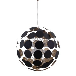 MAILONE lampa wisząca przestrzenna czarna klosz ze czarno-złotych kółek 6xE14 AD20180/6C BL+G