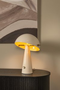 BARONE rustykalna lampa stołowa kremowa ze złotymi dodatkami i ściemniaczem fi 38cm 1xE27 65502/52/38
