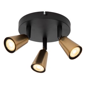 TIANA lampa sufitowa reflektorki czarno-złote 3xGU10 na listwie LUCIDE 65901/13/05