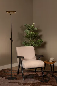 CELESTE lampa podłogowa LED 21W + 3W 2700K DIM czarna z funkcją do czytania  LUCIDE 03745/25/30