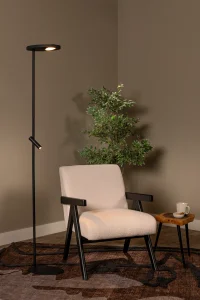 ORTOLAN lampa podłogowa LED 12W + 12W + 3W 2700K DIM CCT czarna LUCIDE 03752/21/30