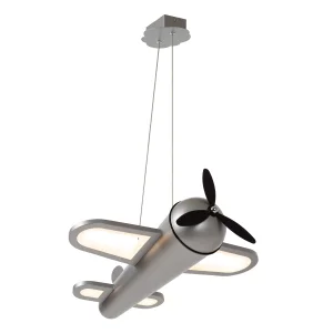 FOKKER lampa wisząca stalowy samolot LED 26W  podświetlane skrzydła LUCIDE 77490/26/15