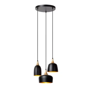 CHAYANNE  lampa wisząca kaskada czarno-złote zwisy 5xE14 LUCIDE 05446/13/30