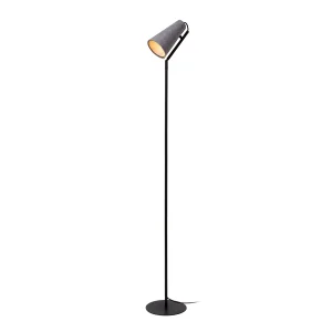 BENSEN lampa podłogowa czarna 1xE14 abażur szary filc LUCIDE 05753/81/36