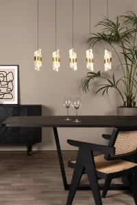 KLIGANDE lampa wisząca złota LED 5x8W 3000K DIM klosze akrylowe LUCIDE 13496/35/02