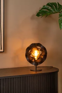 HANNELORE lampa stołowa czarna 1xE27 klosz z pierścieni LUCIDE 10523/01/30