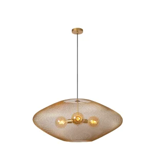 MESH lampa wisząca złota siatka fi 85cm 3xE27 LUCIDE 21423/88/02