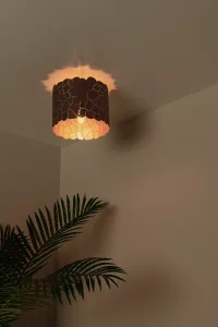ALMELO lampa sufitowa czarno-złota 1xE27 abażur z prześwitami LUCIDE 21134/26/30