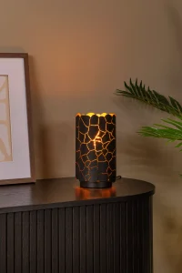 ALMELO lampa stołowa czarno-złota 1xE27 abażur z prześwitami LUCIDE 21534/15/30