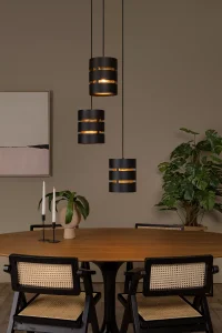 ROSAS lampa wisząca kaskada czarna ze złotą siatką 3xE27 LUCIDE 21433/13/30