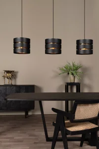 ROSAS lampa wisząca czarna ze złotą siatką 3xE27 LUCIDE 21433/03/30
