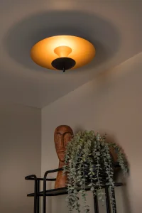 VULCAN lampa sufitowa czarno-złota LED 9W 3000K DIM światło odbite  LUCIDE 30161/09/30
