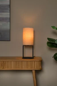 HERMAN lampa stołowa czarna 1xE27 abażur kremowy LUCIDE 30562/81/38
