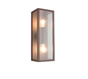 GARONNE kinkiet zewnętrzny podwójny rdzawy klosz szklany 2xE27 IP44 TRIO 201860224