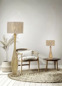 TOBA lampa stojąca drewniana boho abażur ze sznurka jutowego fi 35cm 1xE327 TRIO 467200130