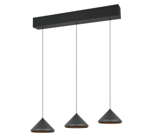 LAGUNA lampa wisząca czarne stożki LED 3x5W CCT RIO 336210332