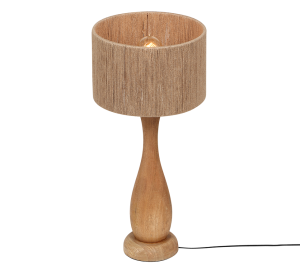 TOBA lampa stołowa drewniana boho abażur ze sznurka jutowego fi 35cm 1xE27 TRIO 567200130
